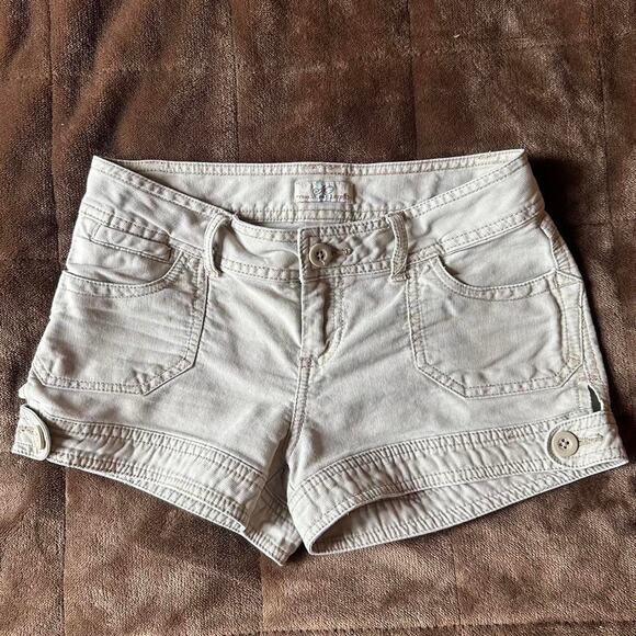 Y2k wear it declare tan cream micro mini shorts size 3 - Picture 1 of 8